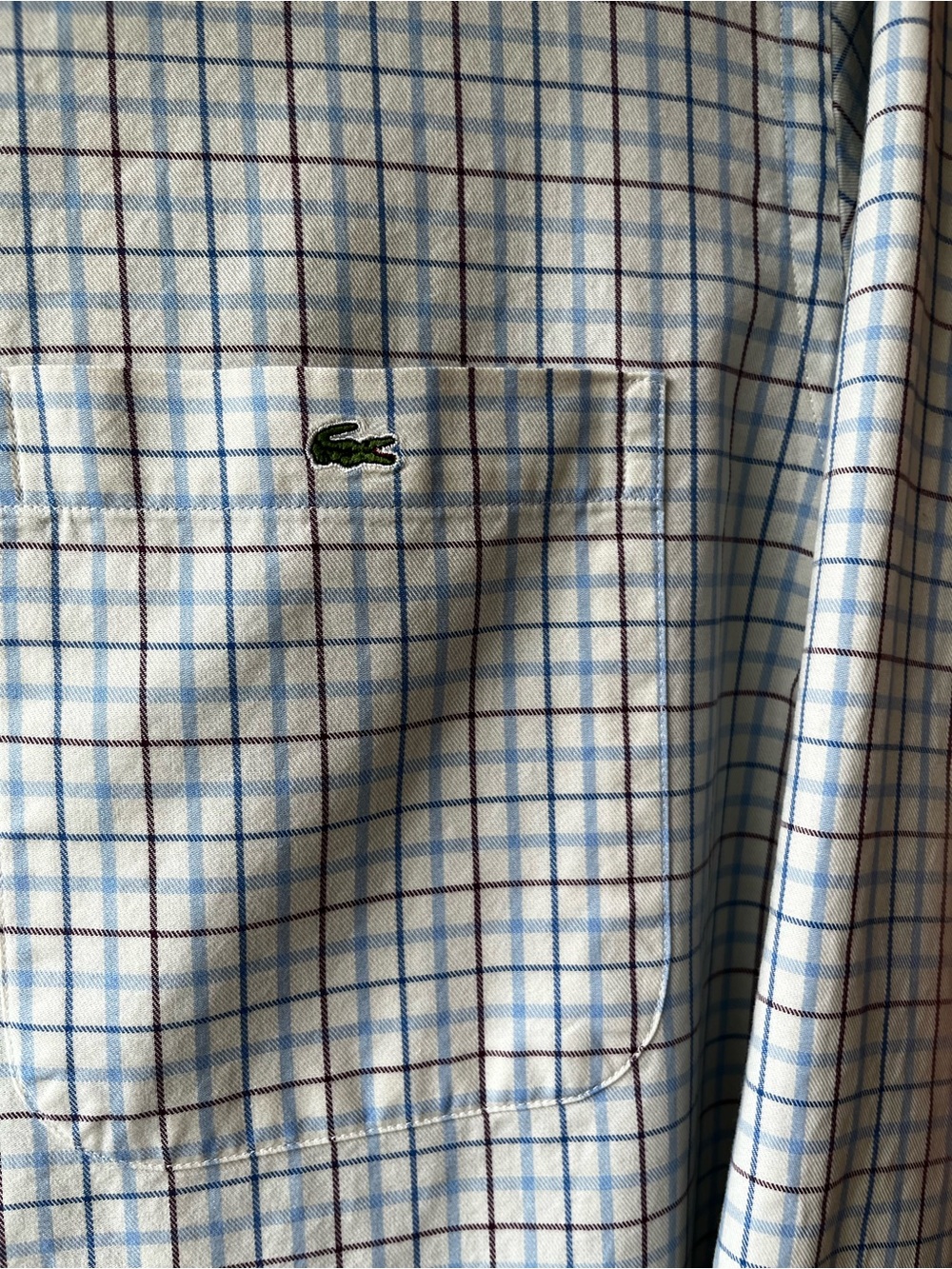 Lacoste Men's Light Blue and White Check Button-Down Shirt - Picture 4 of 12